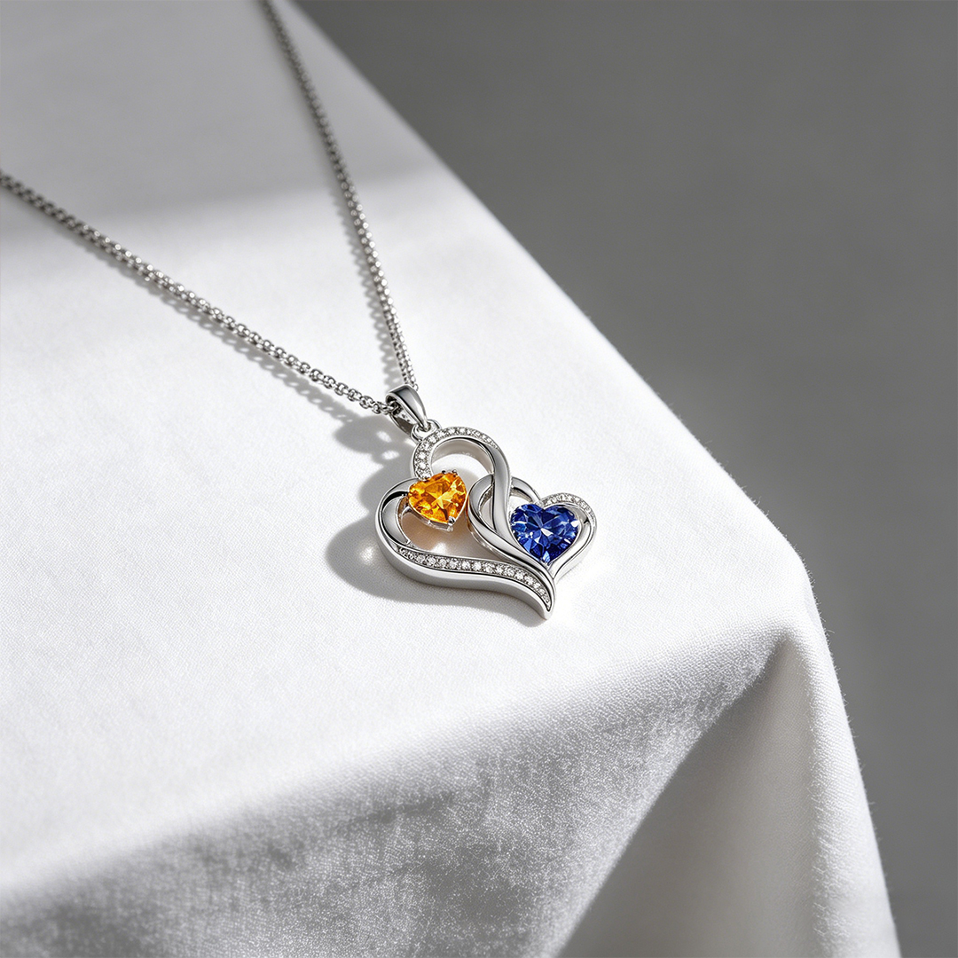 Custom Mother And Daughter Are Connected Heart To Heart Necklace