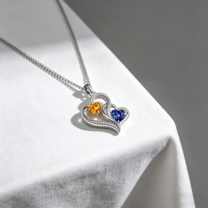 Custom Mother And Daughter Are Connected Heart To Heart Necklace