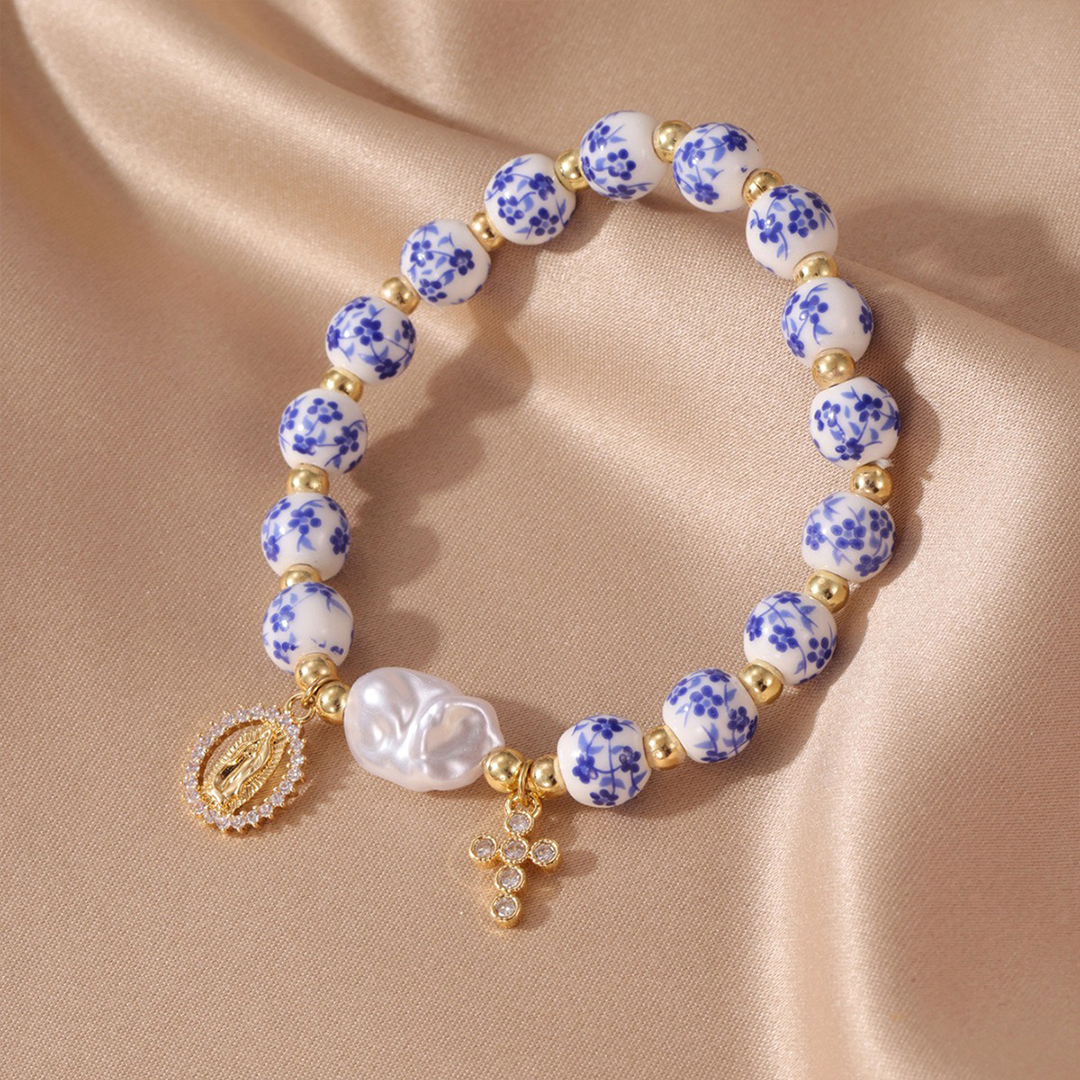 Trust In Something Greater Blue and White Porcelain Bracelet