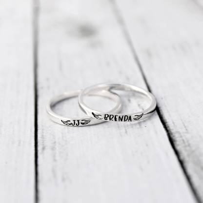 For Memorial - I Miss You Custom Name Wings Ring