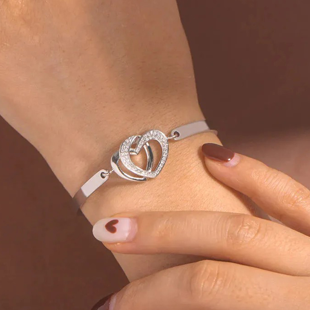 For Daughter - you'll always have my heart. Double Heart Bracelet