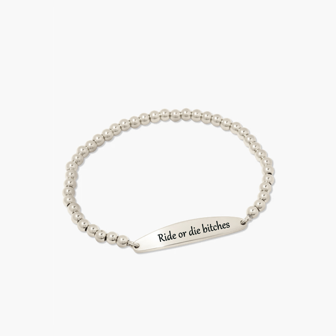 For Friend - To my Ride or Die Bitch Engraved Bead Bracelet
