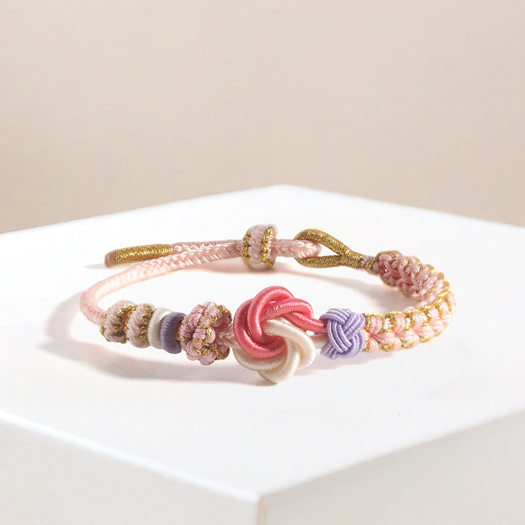 For Granddaughter - you'll always have my heart Peach Blossom Knot Bracelet