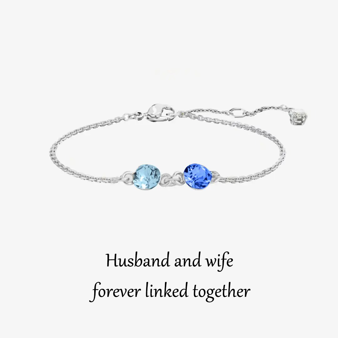Husband and Wife Forever Linked Together Custom Birthstones Bracelet