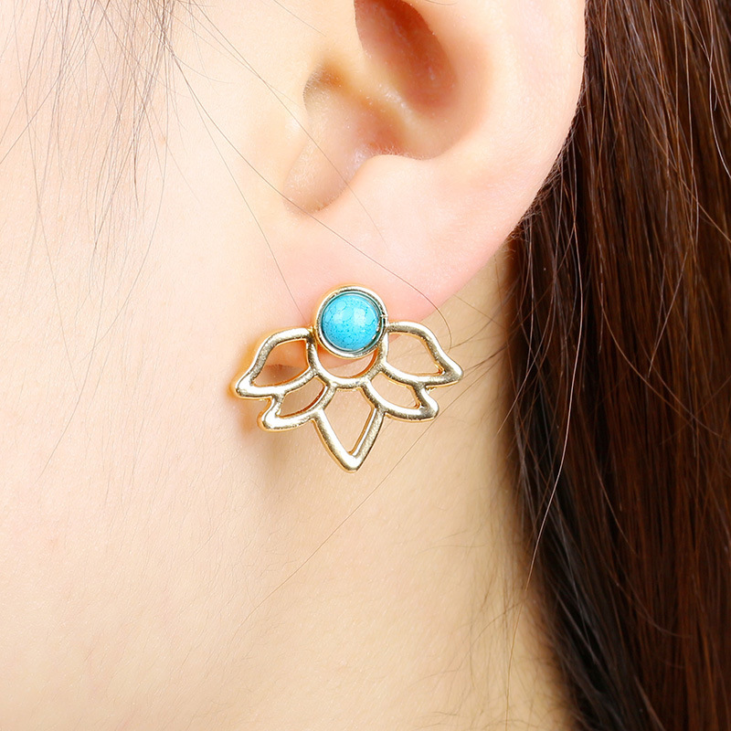 Turquoise Lotus Earrings
