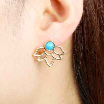 Turquoise Lotus Earrings