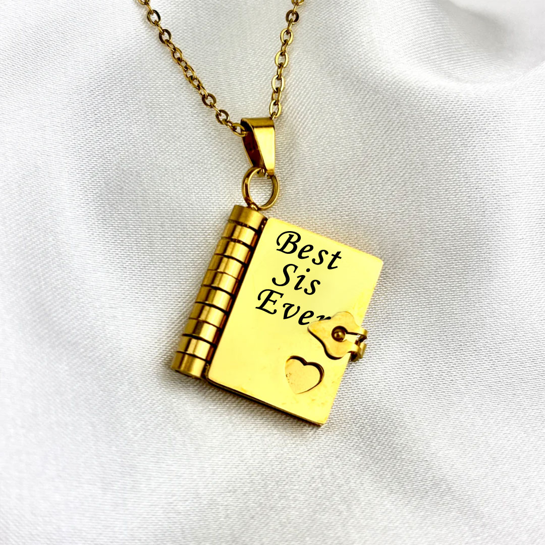 For Sisters- Best Sis Ever Book Necklace