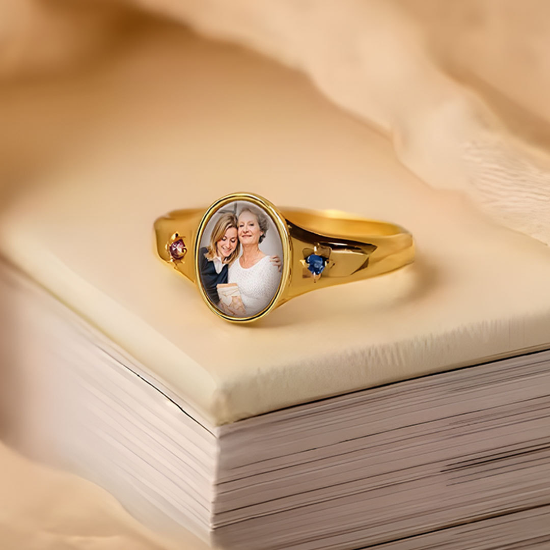 I will Carry You Until I See You Again Custom Photo and Birthstone Ring