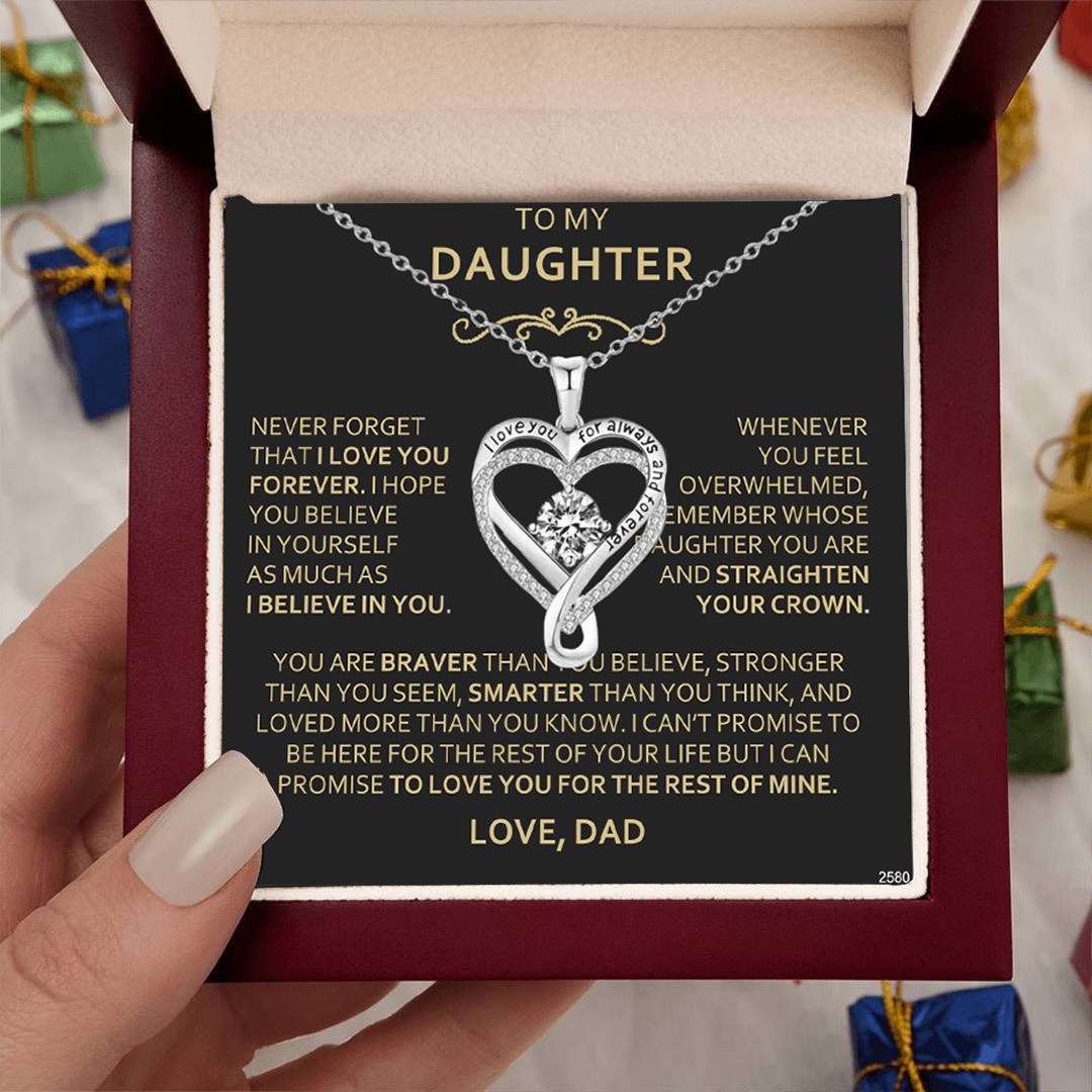For Daughter - Never forget that I love you forever Engraved Heart Necklace