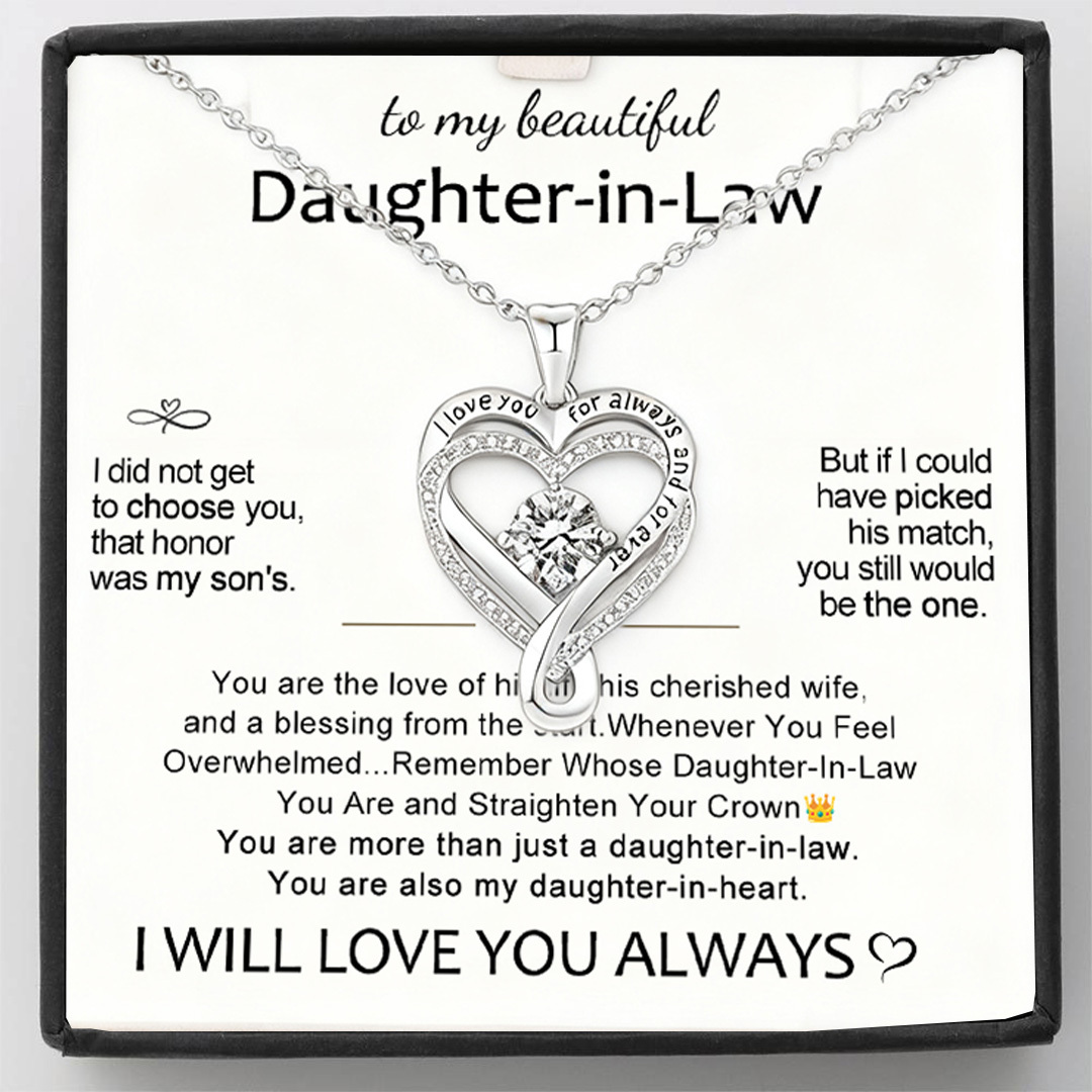 For Daughter - You are also my daughter-in-heart Engraved Heart Necklace