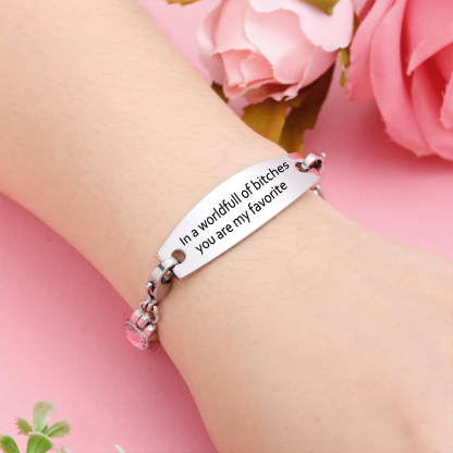 For Friend - My Favorite Bitch Circle Diamond Chain Bracelet