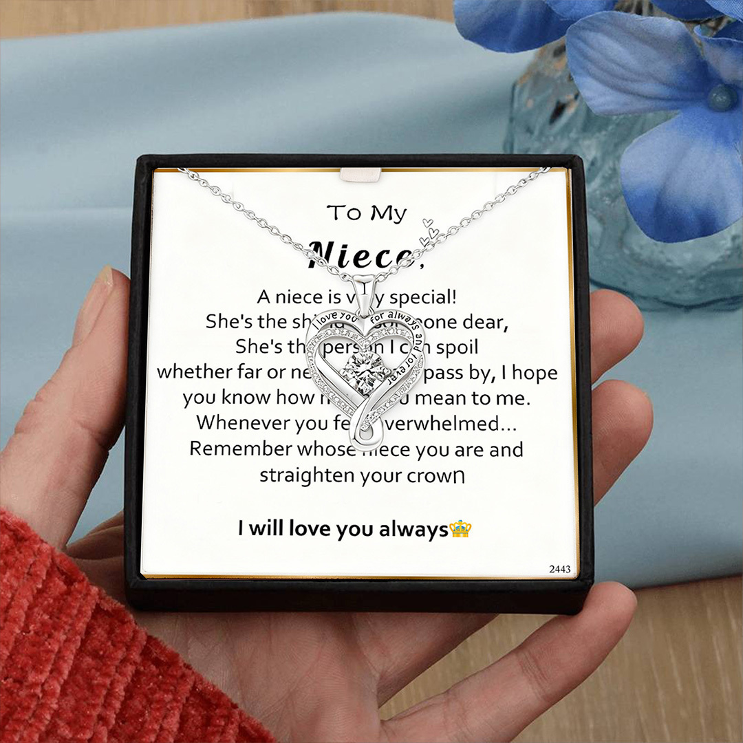 For Niece - I will love you always Engraved Heart Necklace