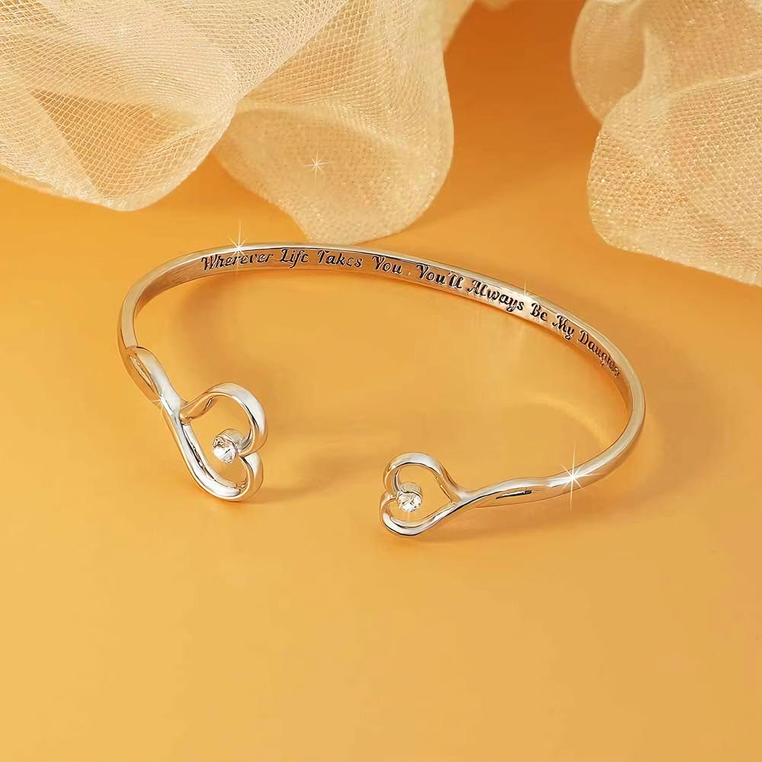 You Will Always Be My Baby Girl Double Heart Style Engraved Bracelet
