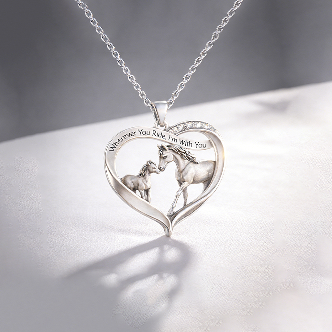 For Granddaughter - I'm Always With You Horses Heart Necklace