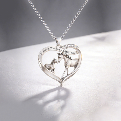 For Granddaughter - I'm Always With You Horses Heart Necklace