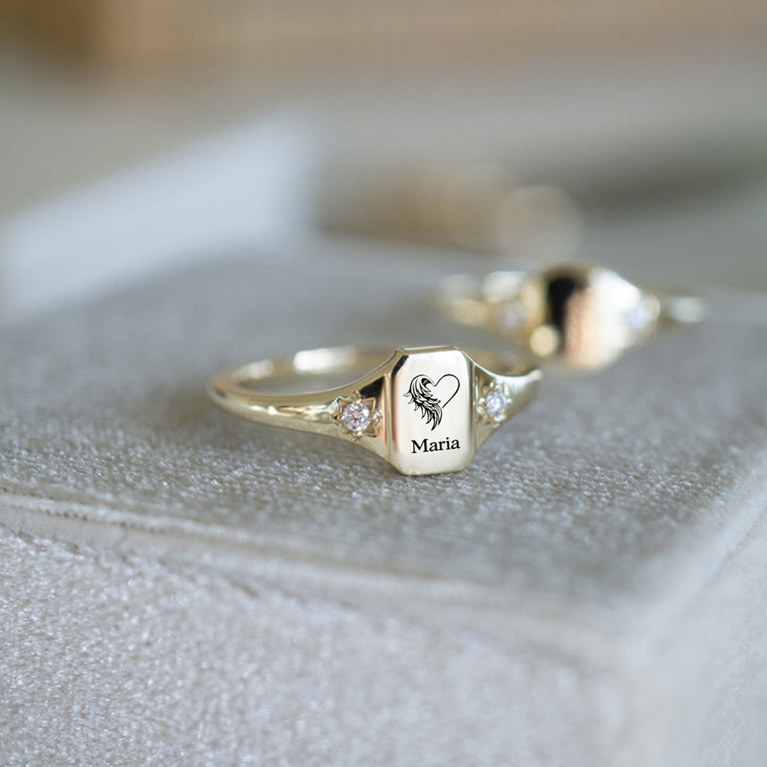 For Memorial - I'm A Daughter To A Mom With Wings Custom Name ring