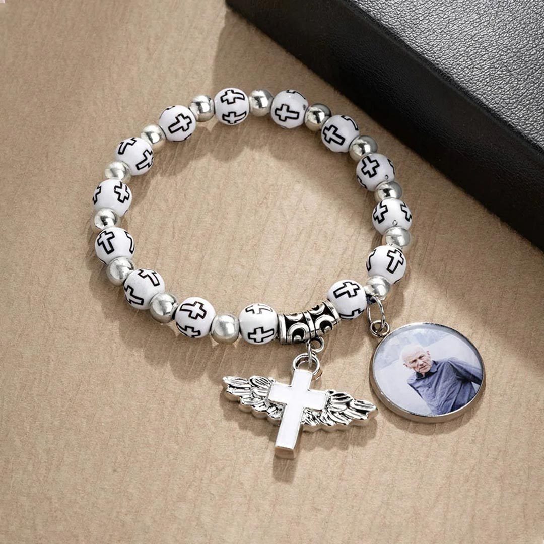 For memories-Cross Customized Photo Elastic Cord Memorial Bracelet
