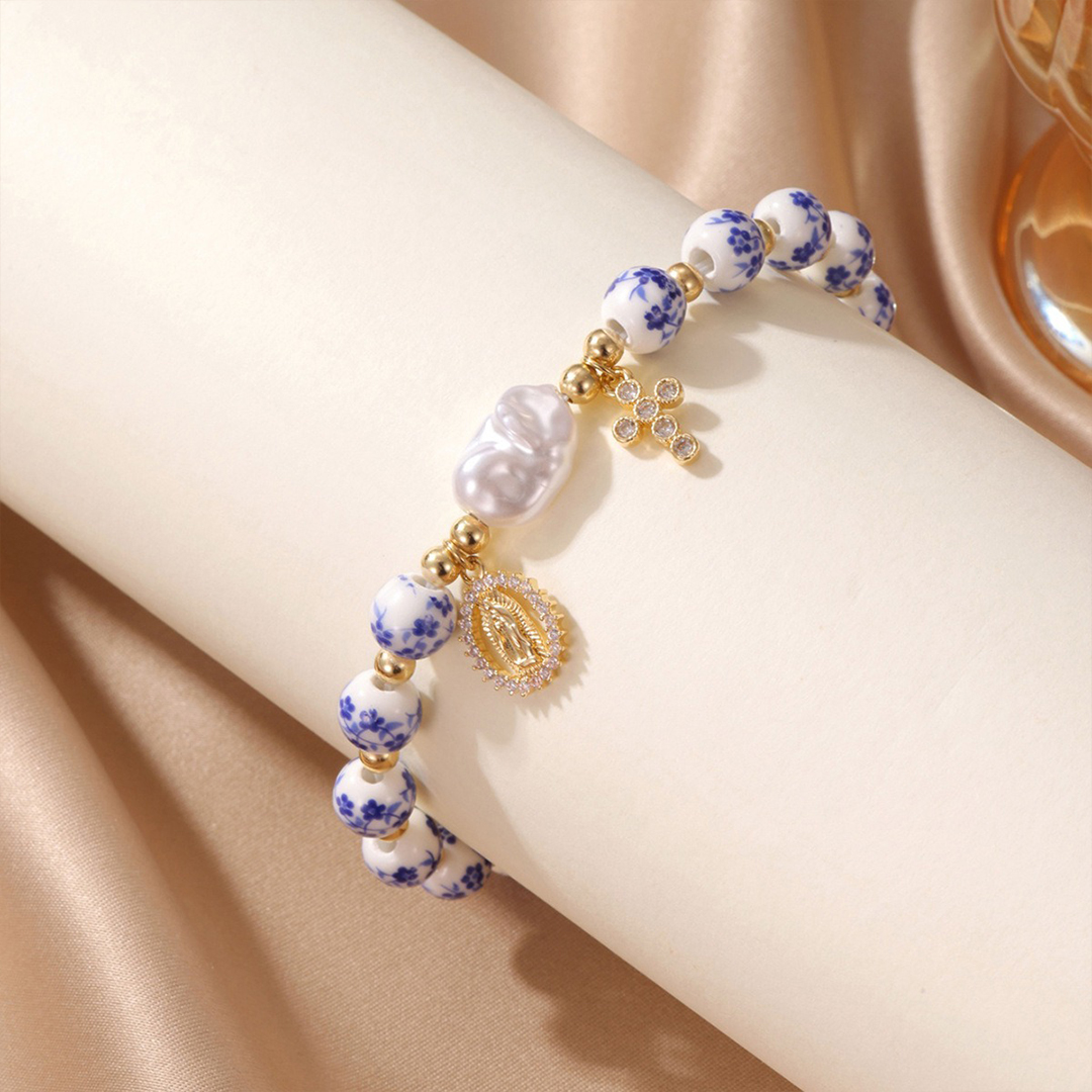 Trust In Something Greater Blue and White Porcelain Bracelet