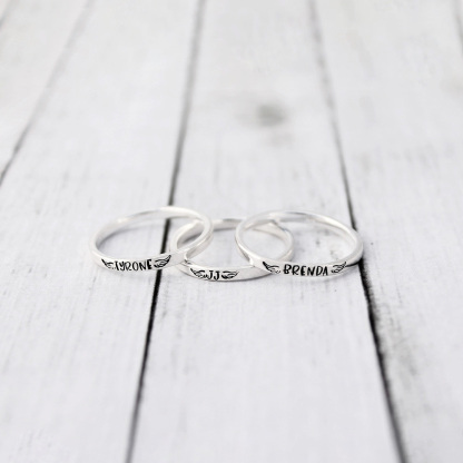 For Memorial - I Miss You Custom Name Wings Ring