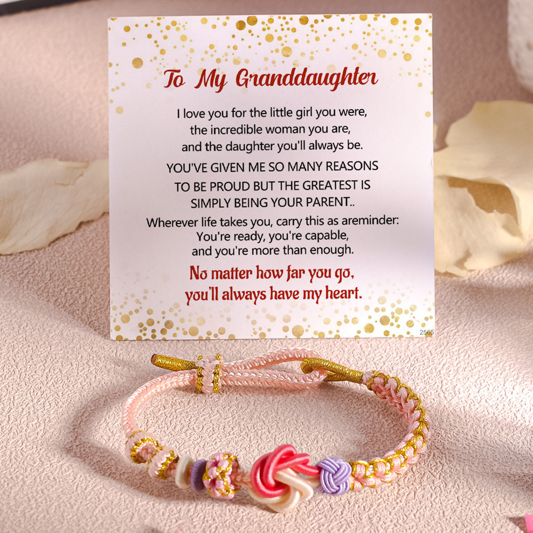 For Granddaughter - you'll always have my heart Peach Blossom Knot Bracelet
