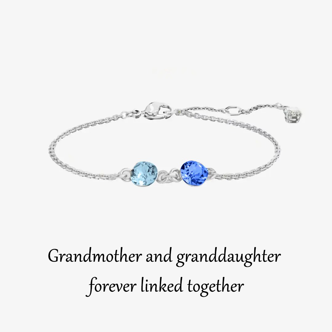 Grandmother And Granddaughter Forever Linked Together Custom Birthstones Bracelet