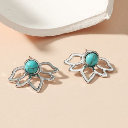 Turquoise Lotus Earrings