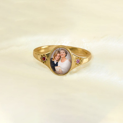 I will Carry You Until I See You Again Custom Photo and Birthstone Ring
