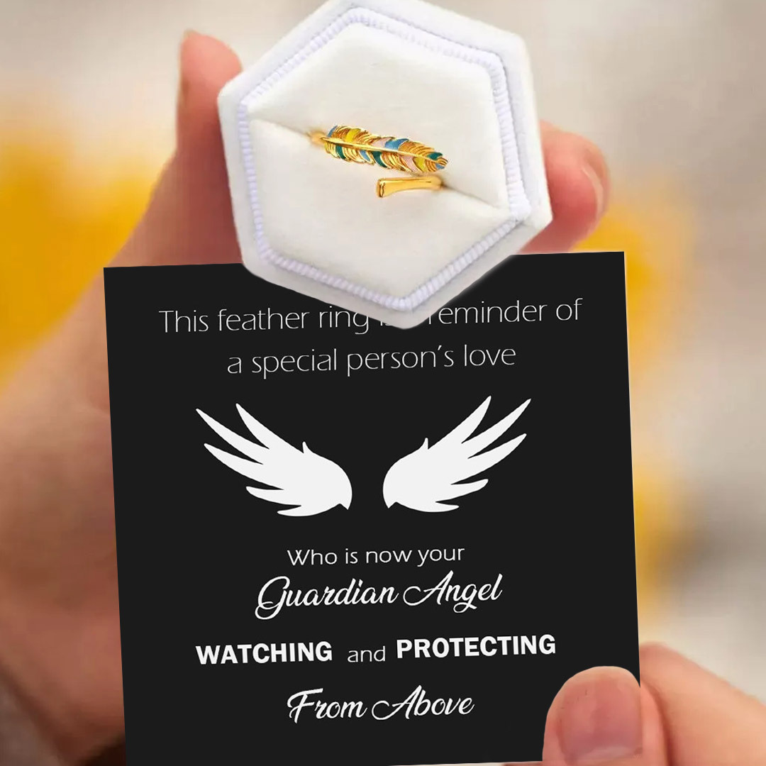 Memorial Open Feather Ename Ring