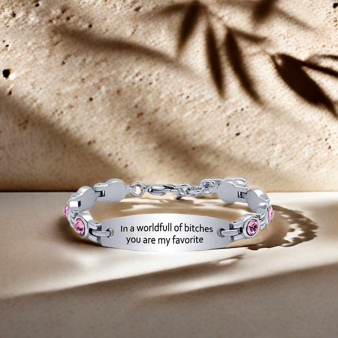 For Friend - My Favorite Bitch Circle Diamond Chain Bracelet