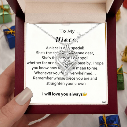 For Niece - I will love you always Engraved Heart Necklace
