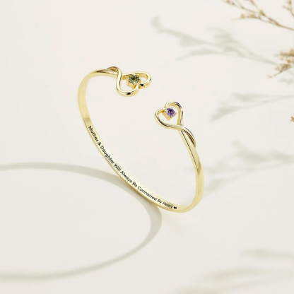 Mother & Daughter Love Eternal Custom Birthstone Double Heart Bracelet
