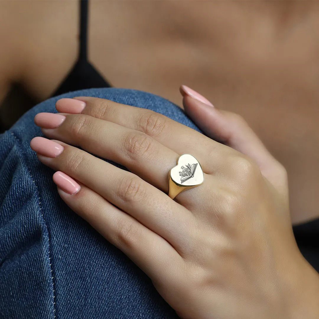 New Beginnings Inspirational Book & Flowers Heart Ring