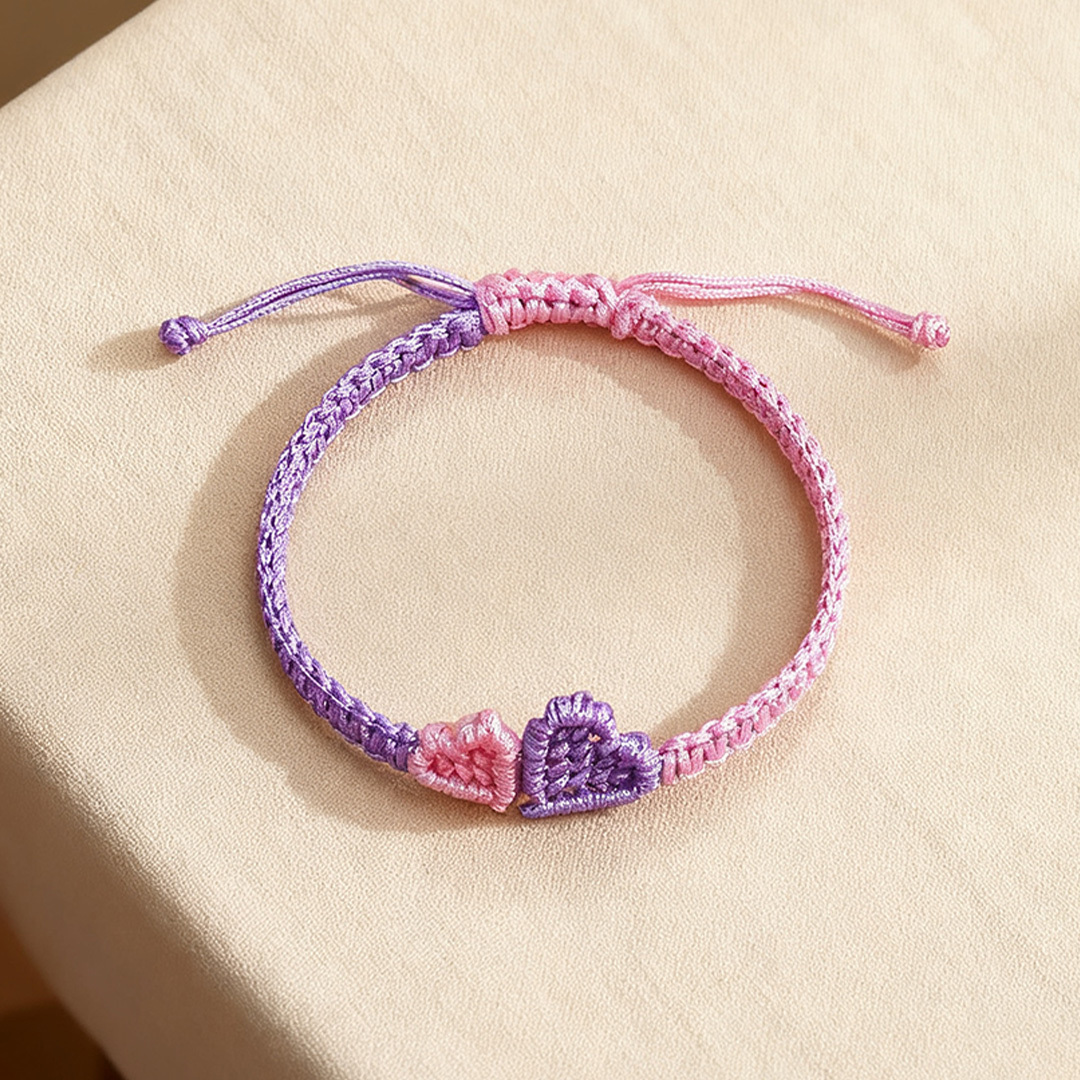 Grandma and Granddaughter-Heart braided bracelet