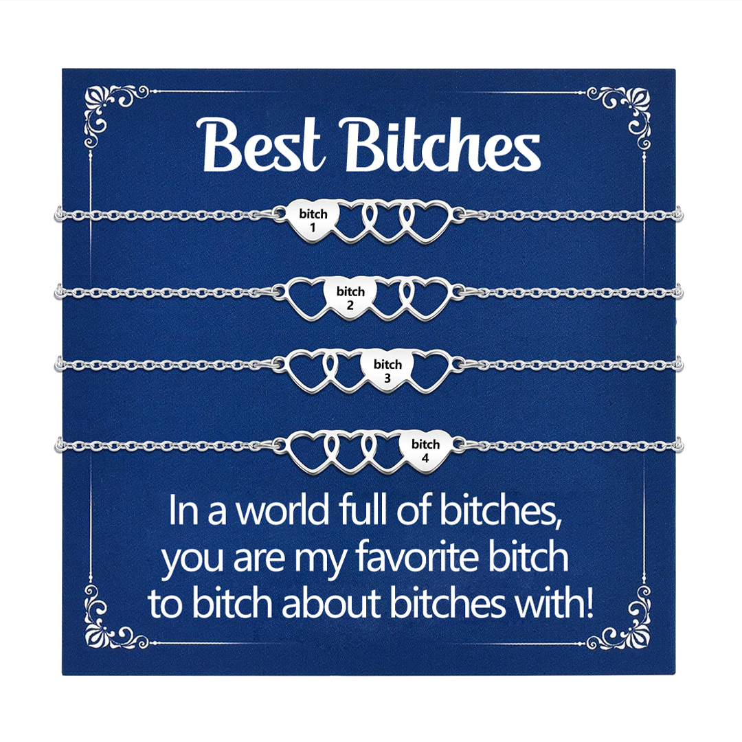 For Friend -In A World You Are My Favorite Bitch Heart Set Bracelet