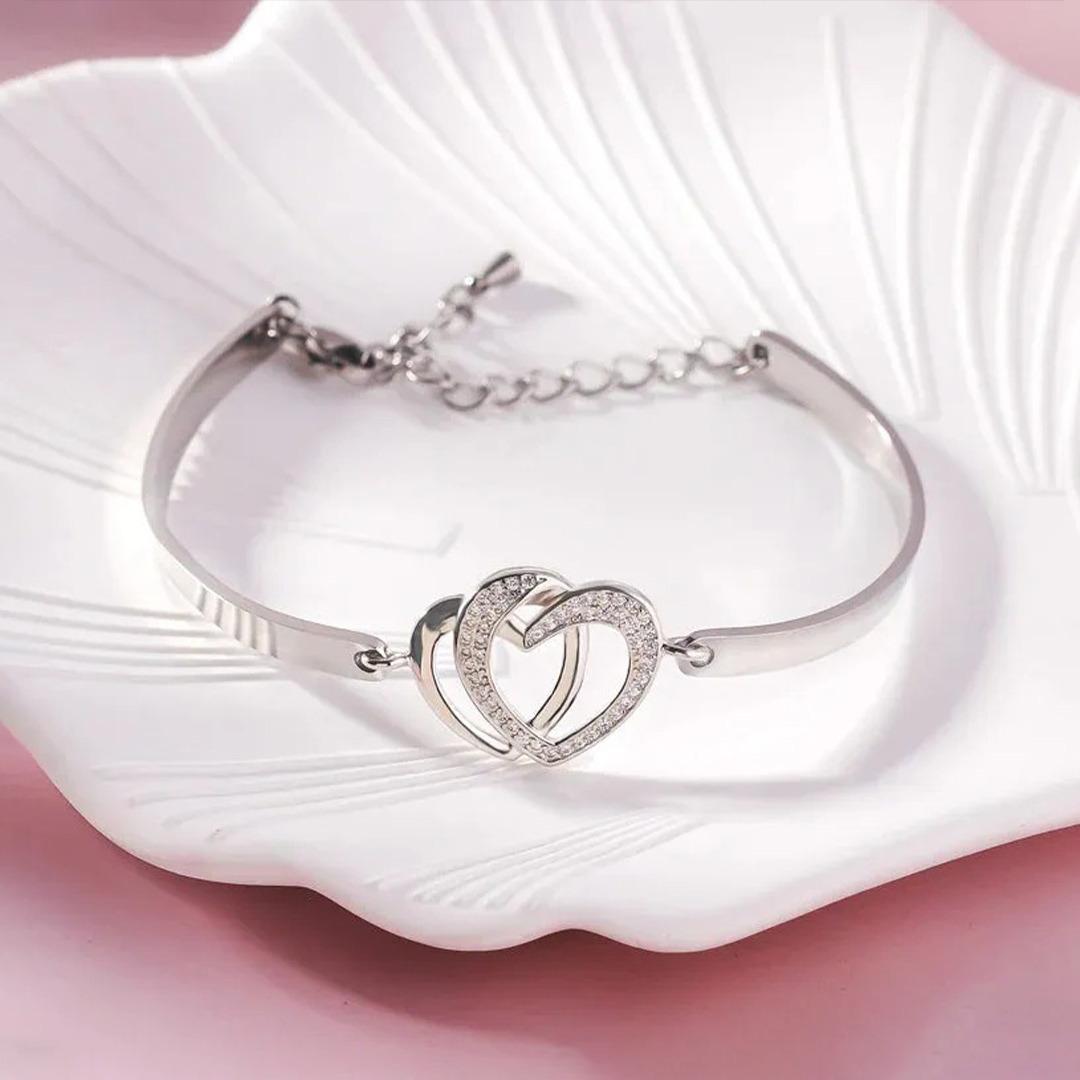 For Daughter - you'll always have my heart. Double Heart Bracelet