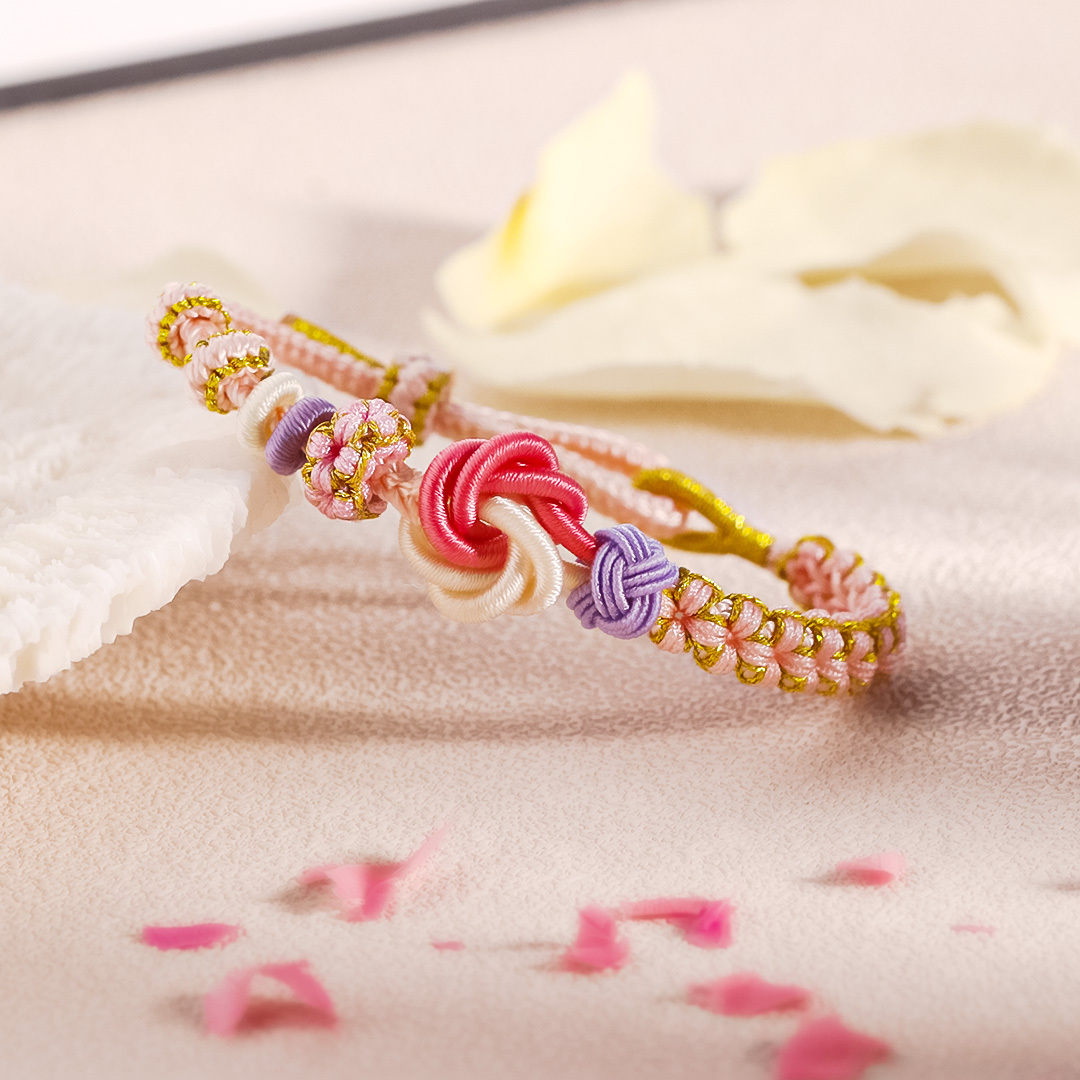 For Granddaughter - you'll always have my heart Peach Blossom Knot Bracelet