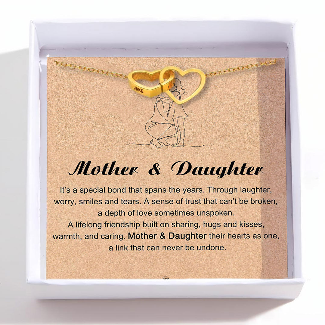 Custom Mother & Daughter Name Double Heart Necklace