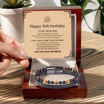 For Son - Happy 16th Birthday Tiger Eye Protection Beaded Bracelet