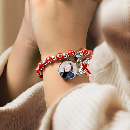For memories-Cross Customized Photo Elastic Cord Memorial Bracelet