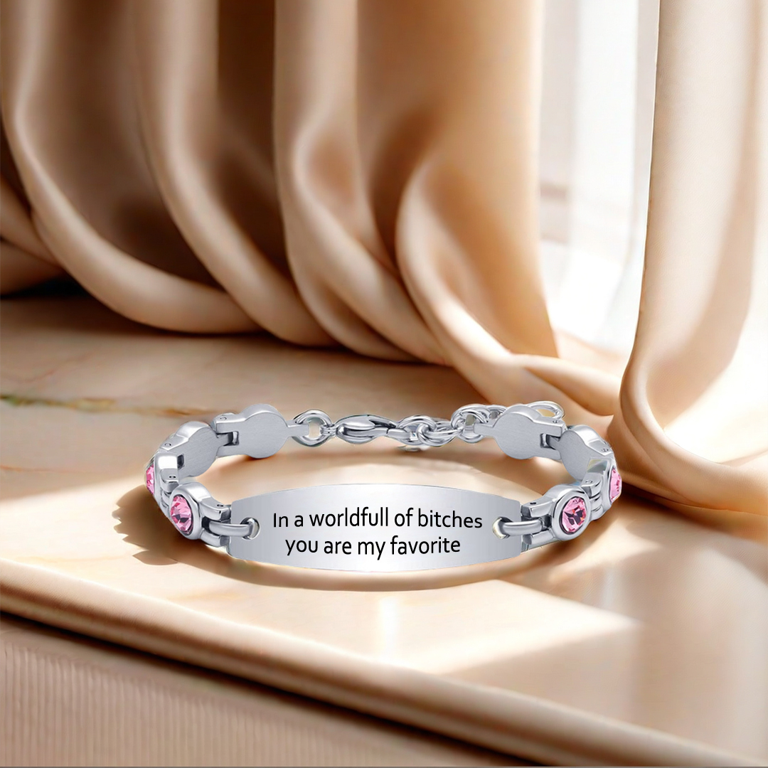 For Friend - My Favorite Bitch Circle Diamond Chain Bracelet