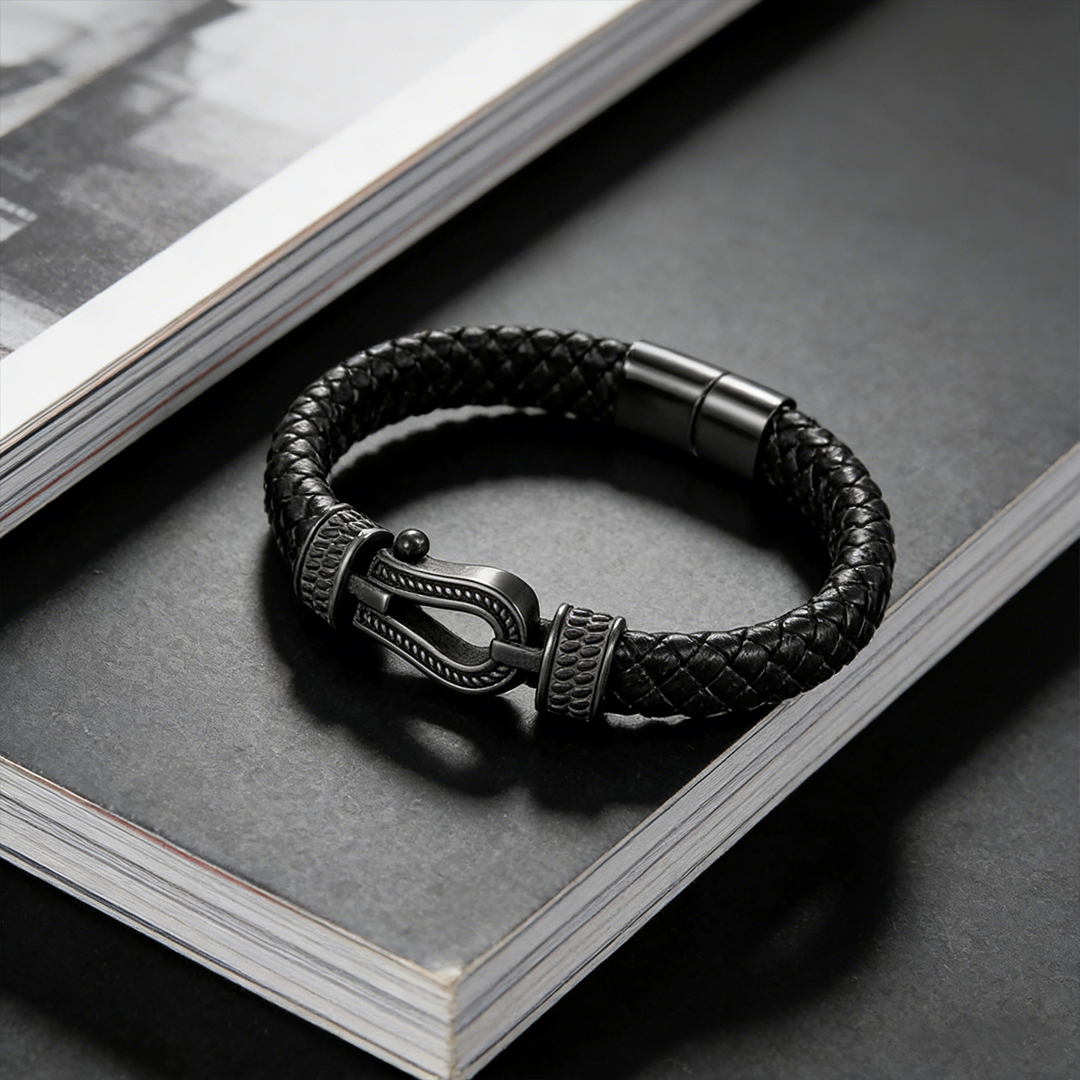 For Love - I Love You Forever and Always Horseshoe buckle leather bracelet