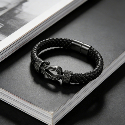 For Love - I Love You Forever and Always Horseshoe buckle leather bracelet