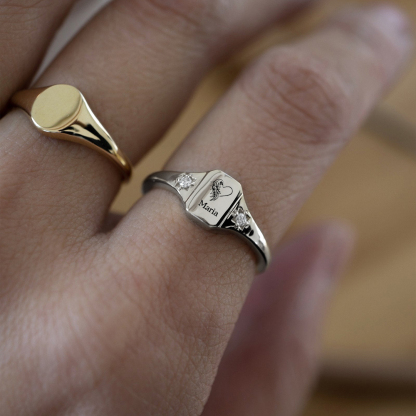 For Memorial - I'm A Daughter To A Mom With Wings Custom Name ring