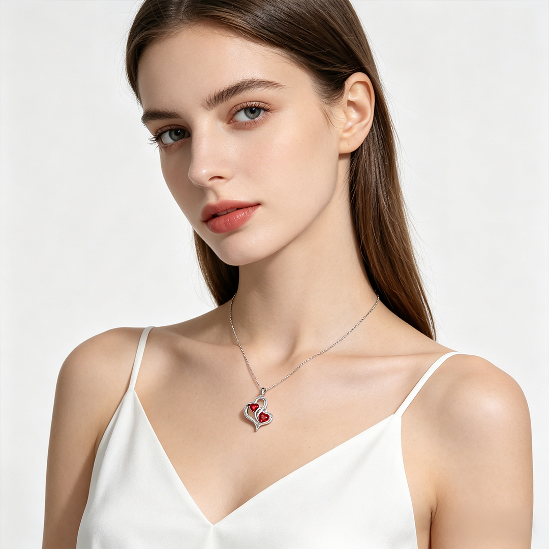 Custom Mother And Daughter Are Connected Heart To Heart Necklace