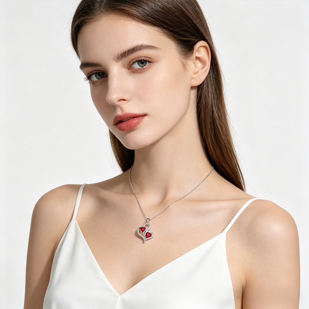 Custom Mother And Daughter Are Connected Heart To Heart Necklace