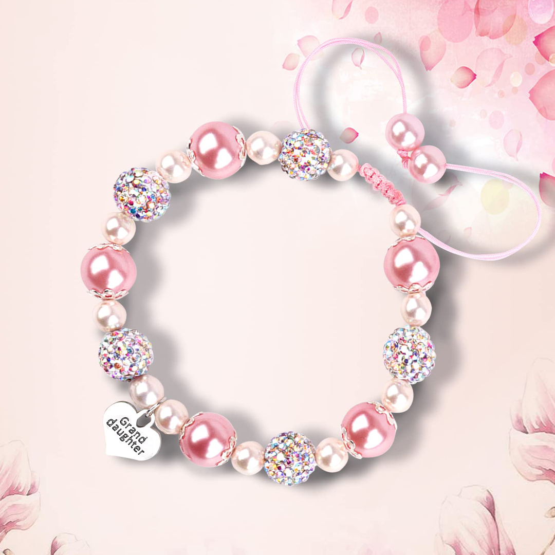 For Granddaughter- Granddaughter Engraved Heart Pearl Bracelet