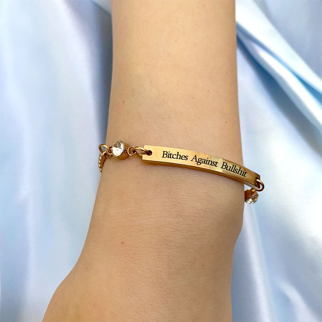 For Friend - Bitches Against Bullshit Customized Birthstones Bracelet