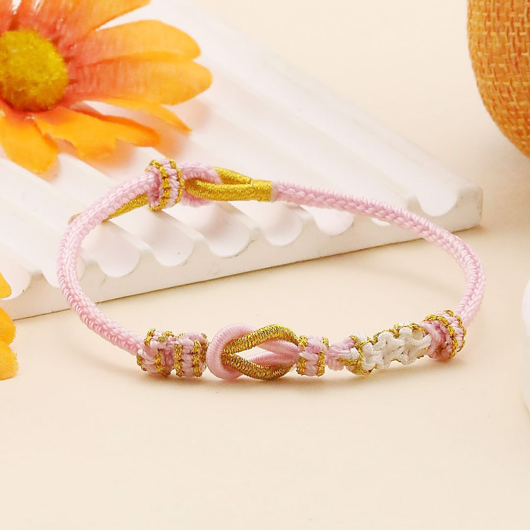 For Granddaughter - Grandmother And Granddaughter A link That Can Never Be Undone Peach Peach Blossom Knot Bracelet