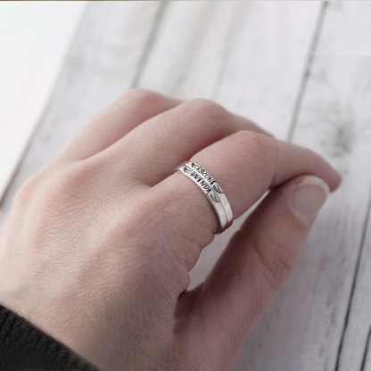For Memorial - I Miss You Custom Name Wings Ring