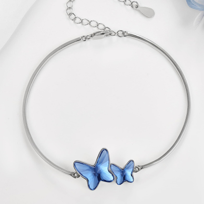 For Daughter - you'll always have my heart Blue Butterfly Crystal Bracelet